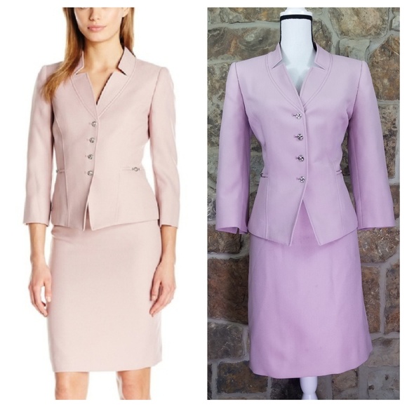 Tahari Asl Lavender Herringbone Skirt 